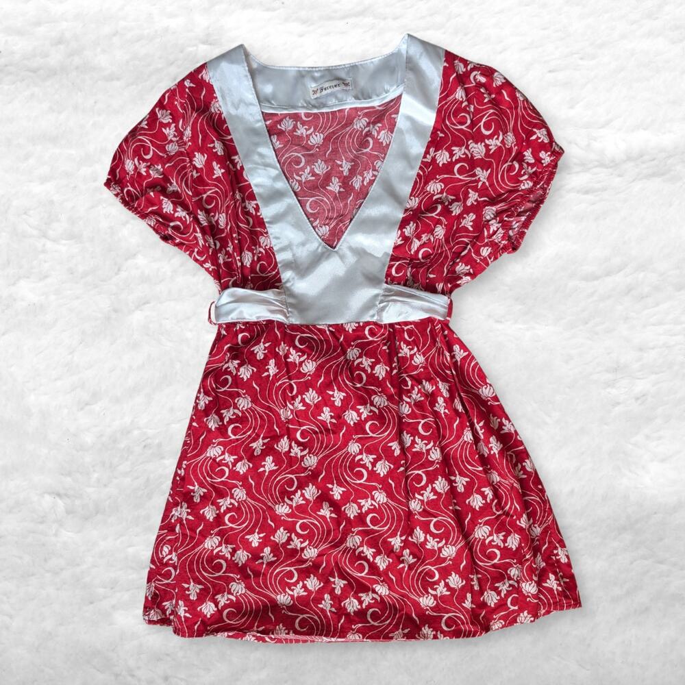 rare vintage y2k forever 21 red floral babydoll tunic top